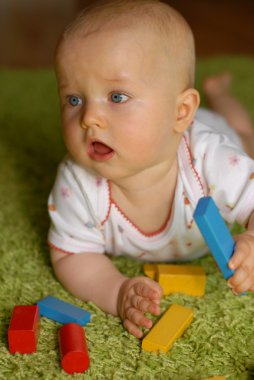yapı taşları ile oynayan bebek