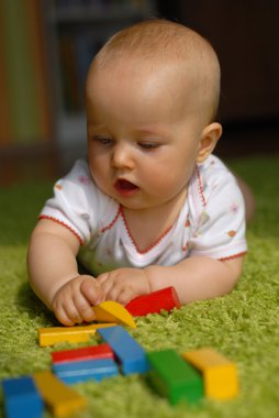 yapı taşları ile oynayan bebek