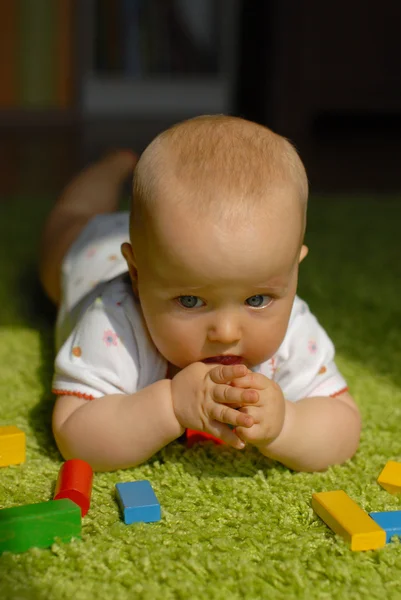 Yapı taşları ile oynayan bebek — Stok fotoğraf