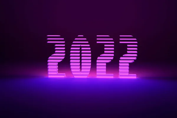 Светящиеся Неоновые Слова Стиле Ретро Марочных Годов Годов Счастливый 2022 — стоковое фото