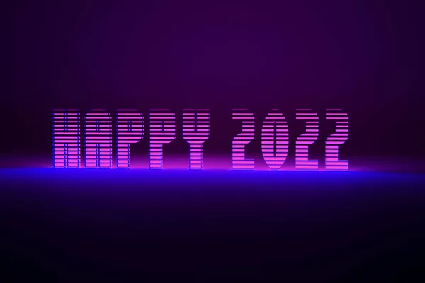 Neonové Zářící Písmo Stylu Retro Vintage Let Happy 2022 Vykreslení — Stock fotografie