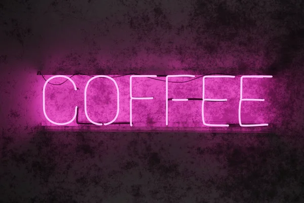 Illustrazione Neon Tubo Caffè Segno Una Parete Cemento Luce Fluorescente — Foto Stock