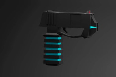 İzole edilmiş fütüristik bilim kurgu lazer tabancası 3D çizim 3D