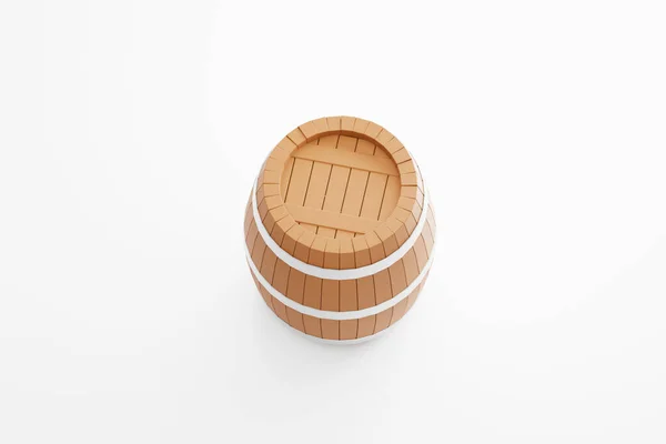Cute Cartoon Style Wooden Barrel Isolated Illustration Render — Stock Photo, Image