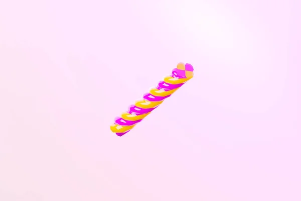 流行的 可爱的 现实的棒棒糖棒棒棒糖扭曲孤立糖3D渲染3D插图 — 图库照片