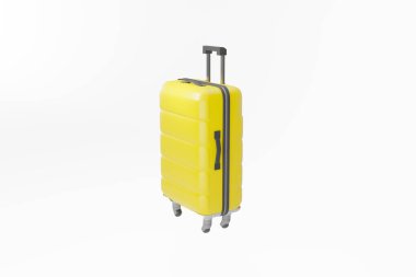 Son derece gerçekçi sarı plastik modern bavul 3 boyutlu görüntüleme