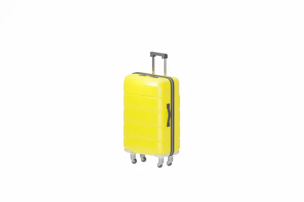 Son Derece Gerçekçi Sarı Plastik Modern Bavul Boyutlu Görüntüleme — Stok fotoğraf