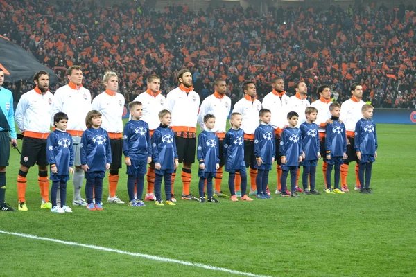 La partita della Champions League. Shakhtar squadra prima della partita — Foto Stock