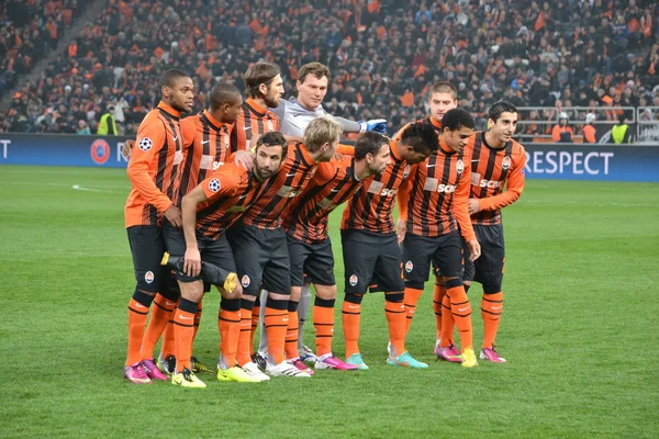 Shakhtar team before the match of the Champions League — Stock Photo, Image