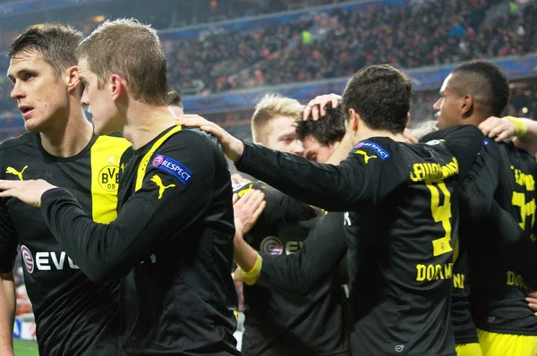 Borussia footballers after a goal scored — Stock Photo, Image