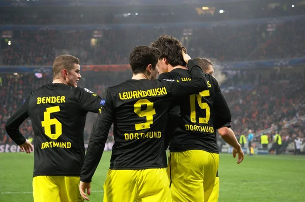Borussia voetballers na een doelpunt — Stockfoto
