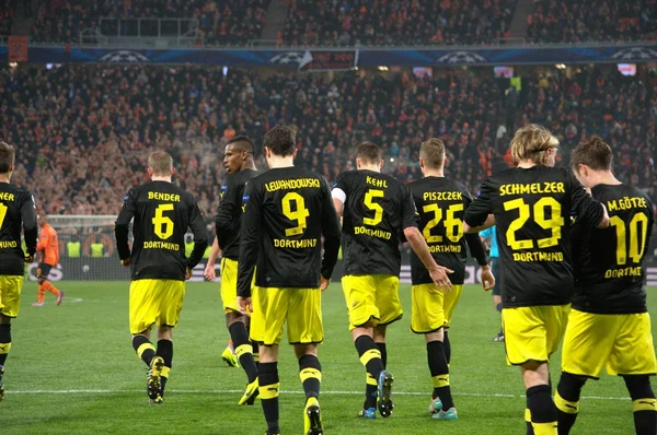 Borussia footballers after a goal scored — Stock Photo, Image