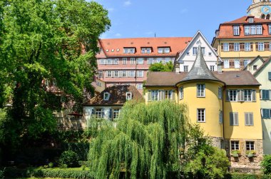 tuebingen, Almanya da hoelderlin kule sokak görünümü