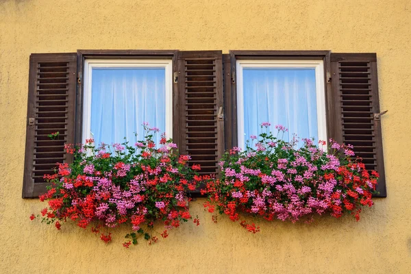 Een oude venster met shutters in Tübingen, Duitsland Stockafbeelding