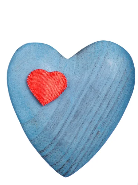 Corazón hecho a mano de madera azul sobre un fondo blanco — Foto de Stock