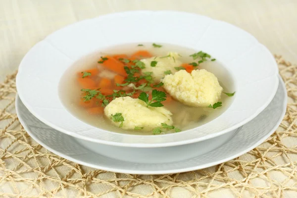 Chicken soup with dumplings — Stock Photo, Image