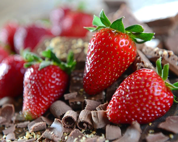 Chocolate and strawberries — Stock Photo, Image