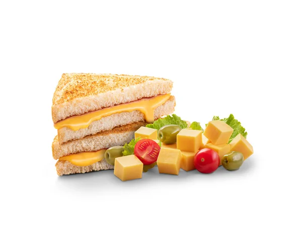 Grilled Cheese Sandwich Isolated White Background Tasty Melted Cheese — 스톡 사진