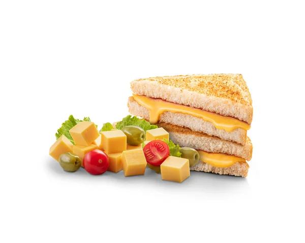 Grilled Cheese Sandwich Isolated White Background Tasty Melted Cheese — 스톡 사진