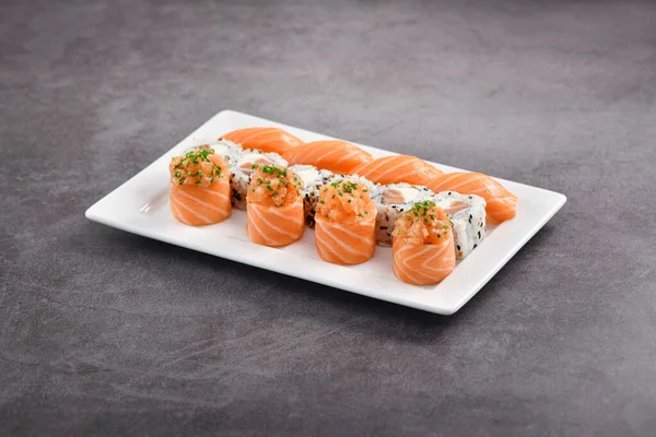 Sushi Mix Best Sushi Kinds Pic Neutral Background Лицензионные Стоковые Фото