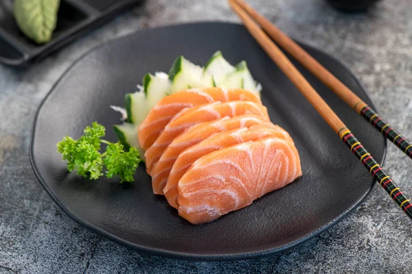 Salmon Sashimi Slices Close Fish Texture Imagem De Stock