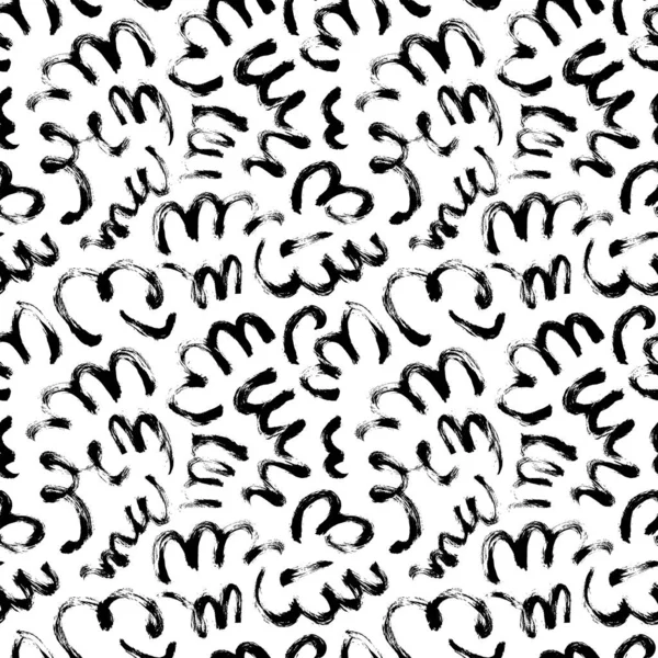Modèle vectoriel sans couture avec des lignes bouclées noires. — Image vectorielle