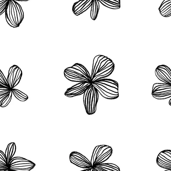 Αφηρημένη μαργαρίτα μαύρο πινέλο λουλούδι απρόσκοπτη μοτίβο — Διανυσματικό Αρχείο