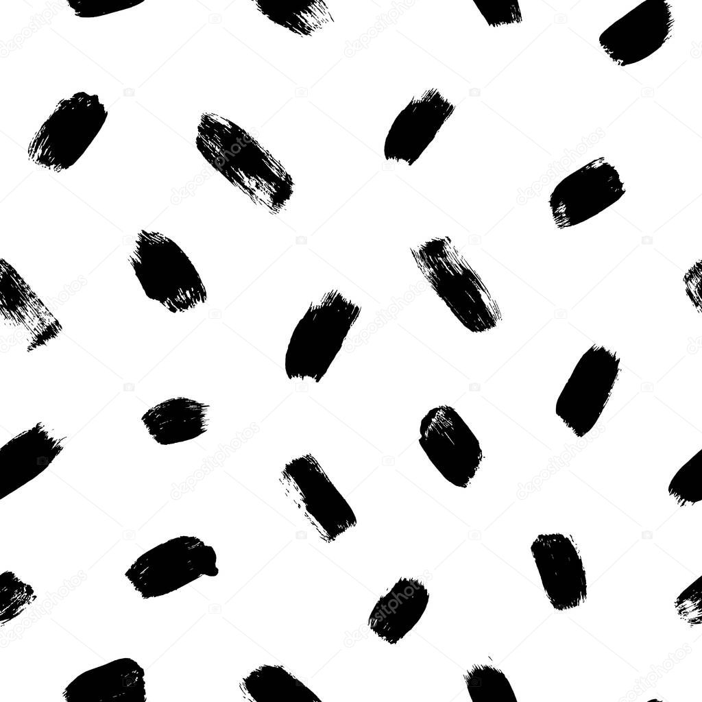 Black paint vector brush strokes seamless pattern.