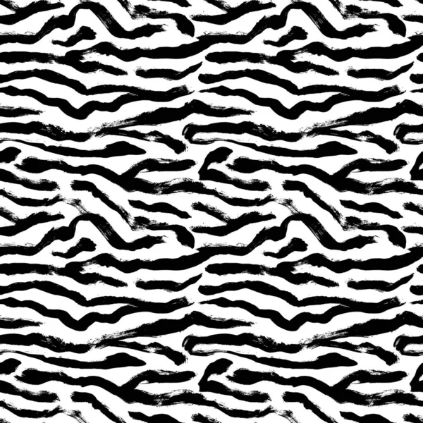 Preto e branco zebra listras sem costura padrão. — Vetor de Stock