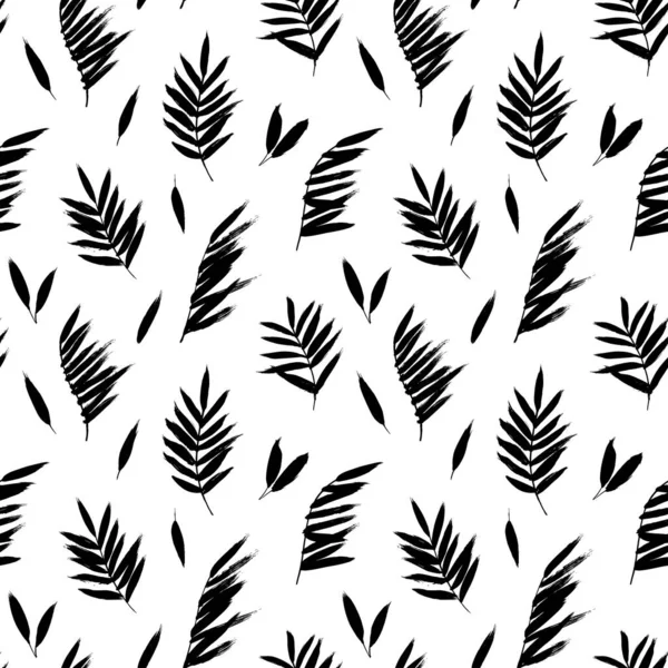Patrón tropical sin costuras con hojas de palma negra. — Archivo Imágenes Vectoriales