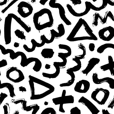 El çizimi siyah fırça geometrik pürüzsüz desen.