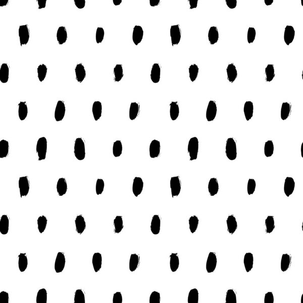 Hand drawn black polka dots seamless pattern.