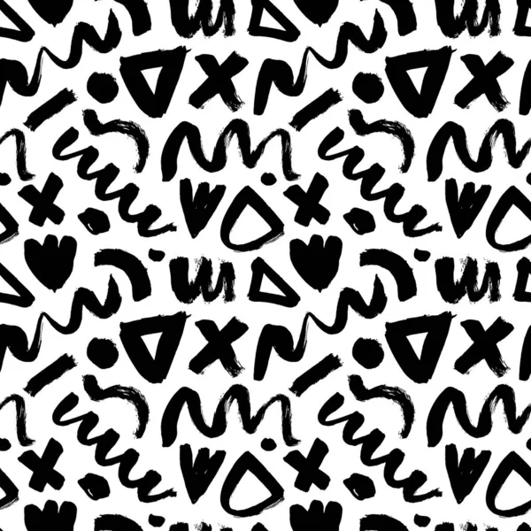 Vector black seamless pattern in Memphis style. — Stock Vector