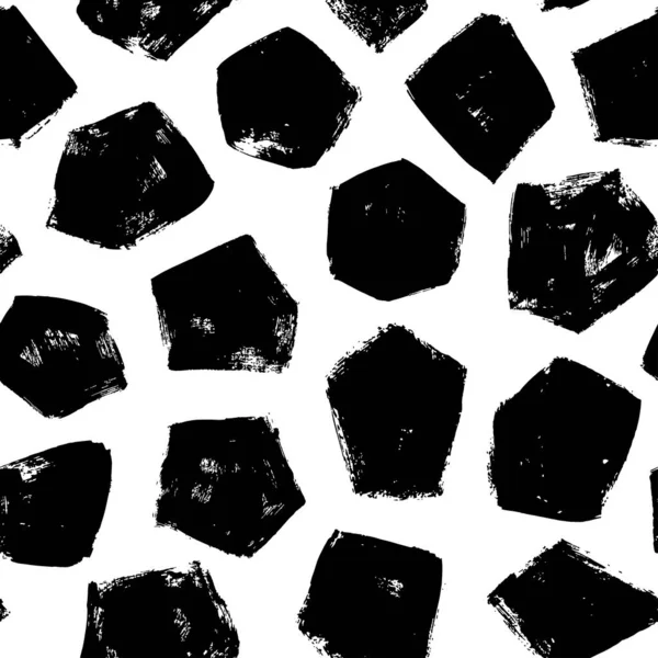 Ručně kreslené černé grunge mozaika bezešvé vzor. — Stockový vektor