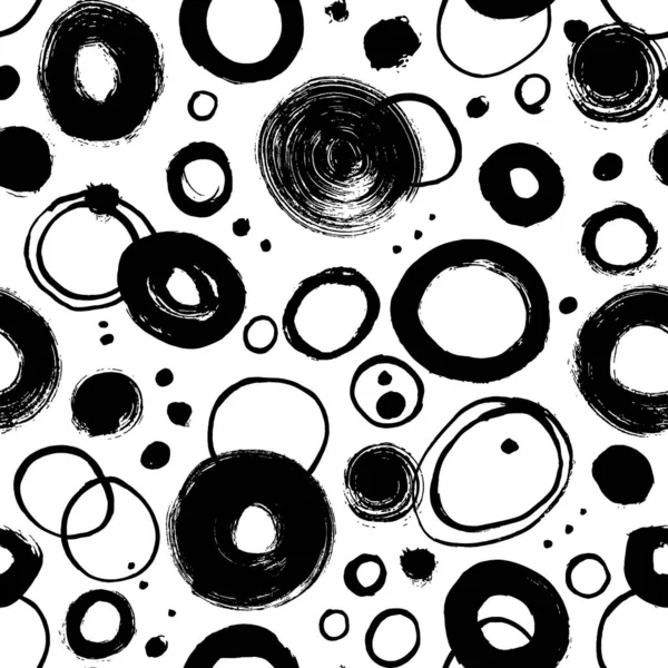 Handgezeichnete Grunge Vektor Kreise nahtloses Muster. — Stockvektor