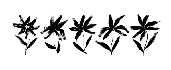 Siluety lilie květy izolované na bílém. — Stockový vektor