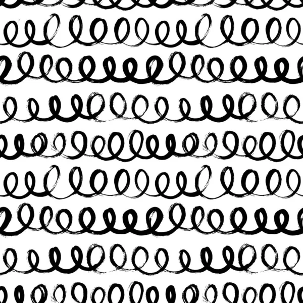 Seamless pattern with vector black swirled lines. — 스톡 벡터