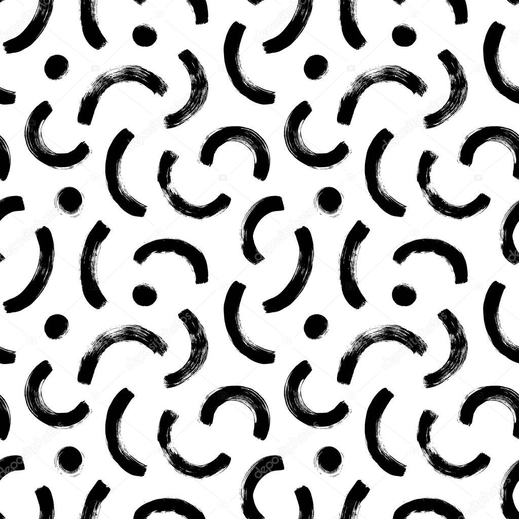 Geometric pattern with half grunge black circles.