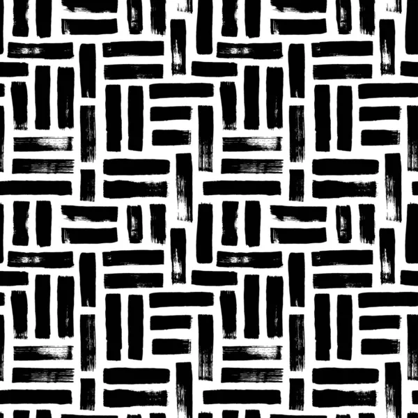 Hand drawn black striped seamless geometry pattern — Stockvector