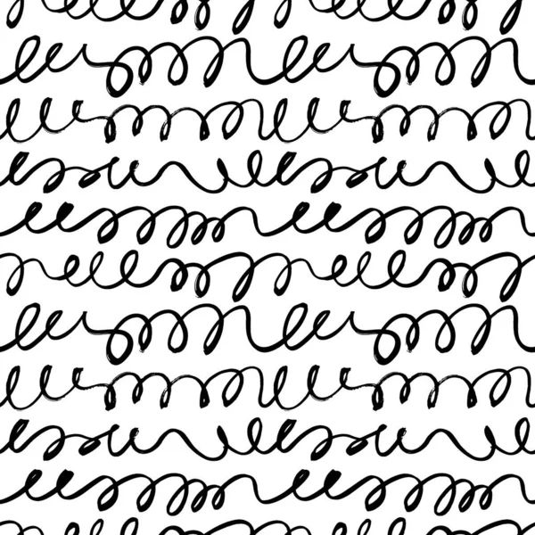 Negro doodle vector líneas vector patrón sin costura. — Archivo Imágenes Vectoriales