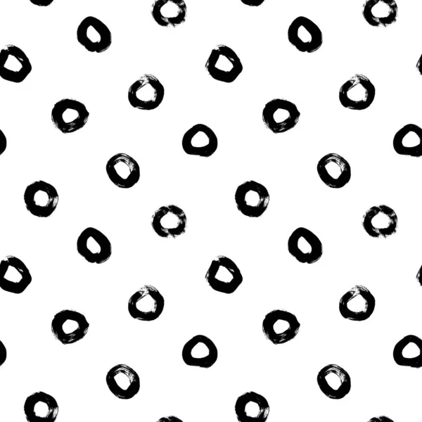 Seamless pattern with grunge vector black circles. — Stock Vector