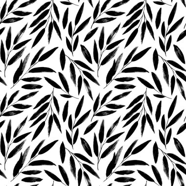 Zeytin yaprakları el çizimi vektörsüz desen.