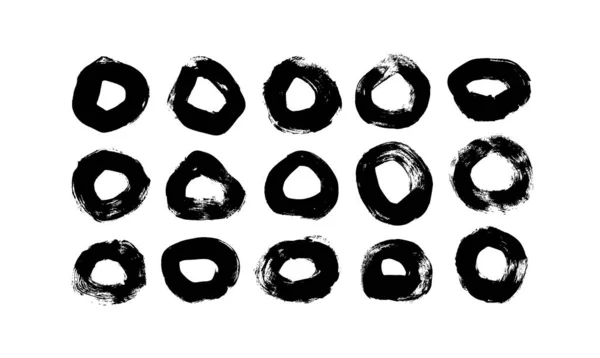 Hand drawn old grunge circles vector collection. — ストックベクタ