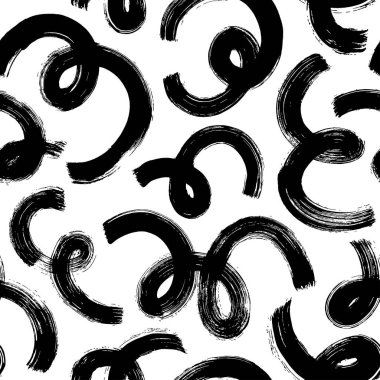 Kalın grunge kıvırcık çizgileri vektörsüz desen.