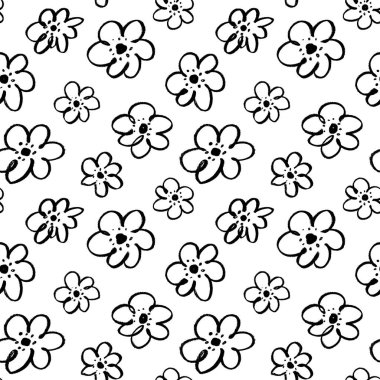 Yapraklı basit siyah çiçekler..