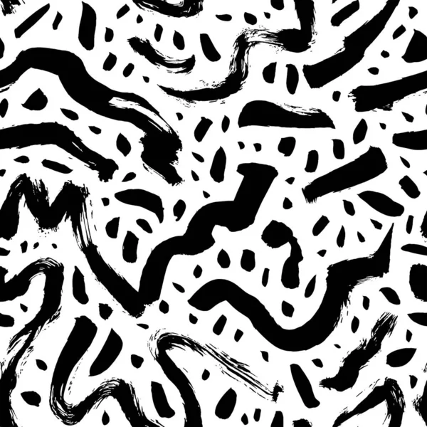 Wavy and swirled brush lines seamless pattern. — Archivo Imágenes Vectoriales