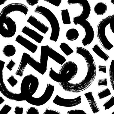 Organik grunge kalın şekiller, kıvrımlı çizgiler ve noktalar.