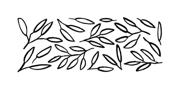 Brush painted small leaves with branches set. — Stock Vector