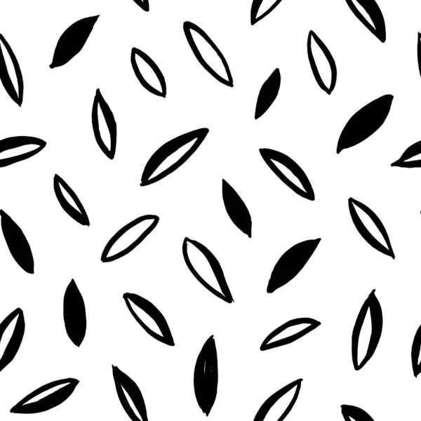 Black and white vector leaves seamless pattern. — Stock Vector