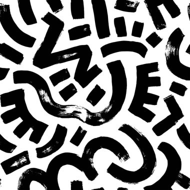 Organik grunge kalın şekiller, kıvrımlı çizgiler ve noktalar.